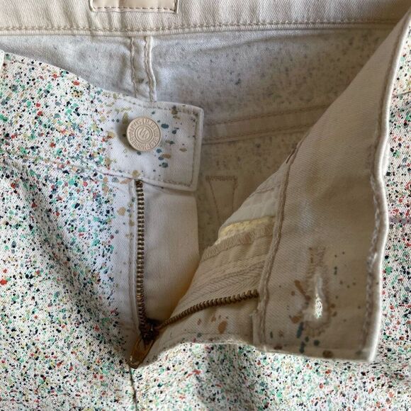 Mother Denim Womens The Vamp Painters Pant Splatter Jeans 26 Ankle Slit Skinny - Picture 8 of 11